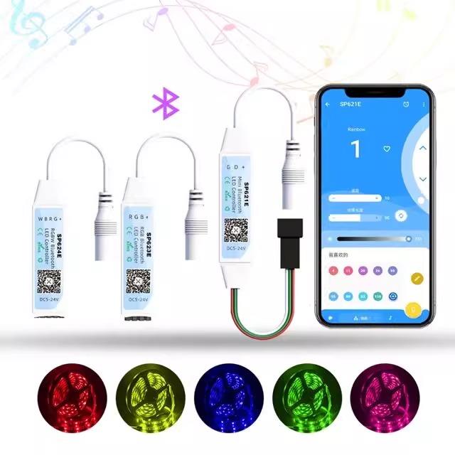 SP621E蓝牙幻彩控制器 RGBW全彩遥控器APP控制LED灯带智能调光调