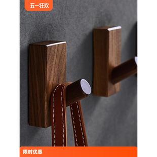 黑桃木挂钩门后玄关墙壁上客厅简约木质免打孔北欧高档实木衣帽钩