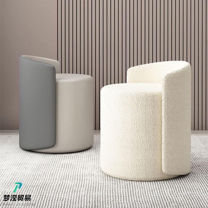 北欧化妆 凳家用梳妆 台凳 子网红拍照垫现代客厅轻奢椅简约美甲矮圆 凳套装礼盒