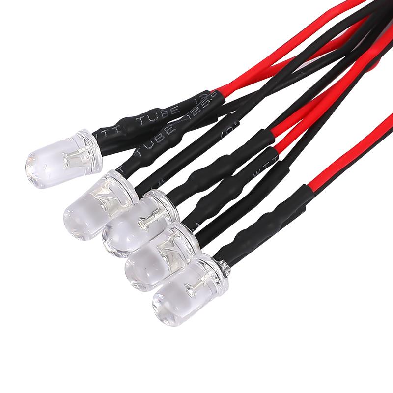 3/5MM高亮发光二极管5V12VLED带线灯珠模型装饰玩具车指示灯发光