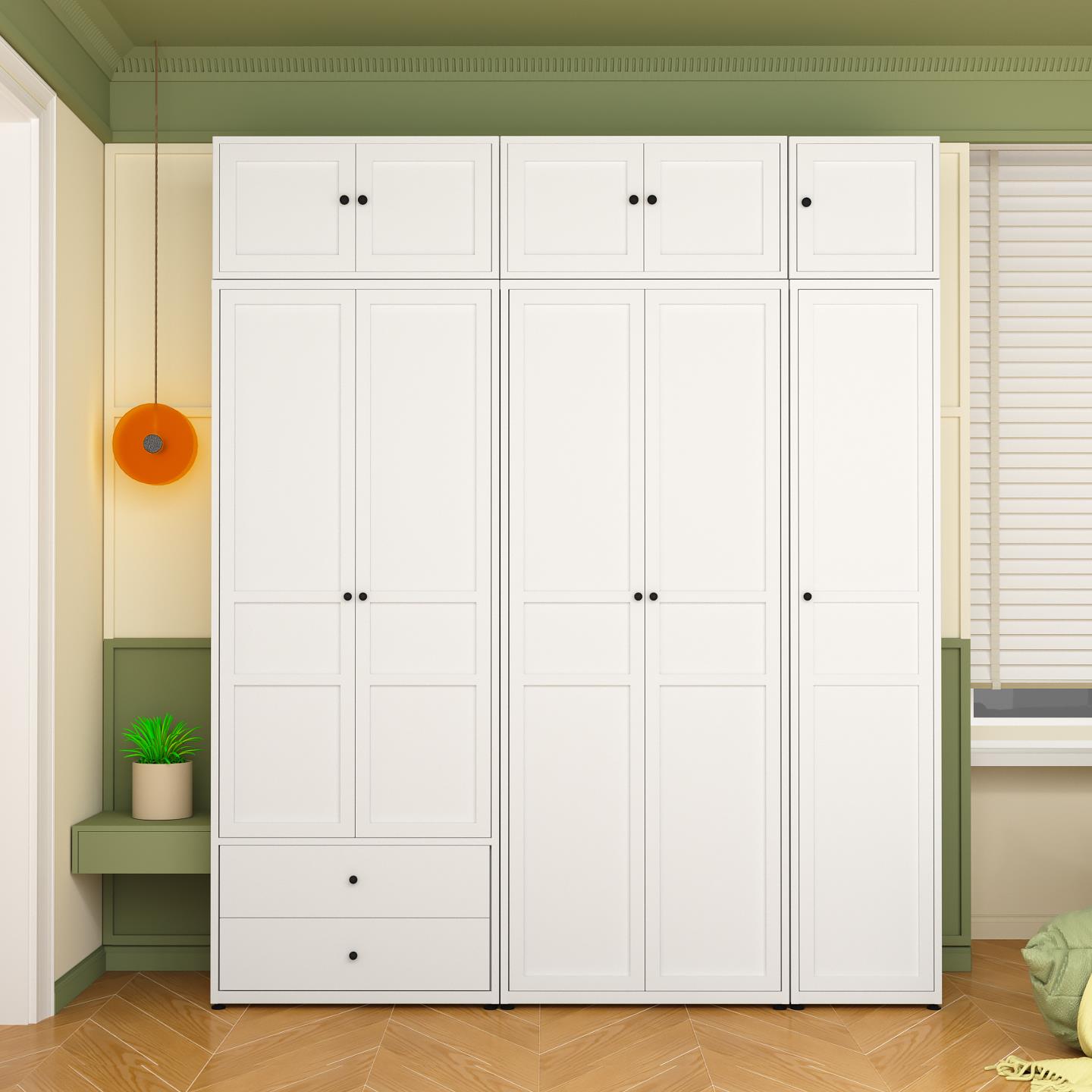 首保钢制衣柜家用卧室小户型储物柜铁艺收纳柜金属衣柜