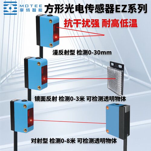 摩特motee方型光电传感器背景抑制传感器红光对射传感器激光传感