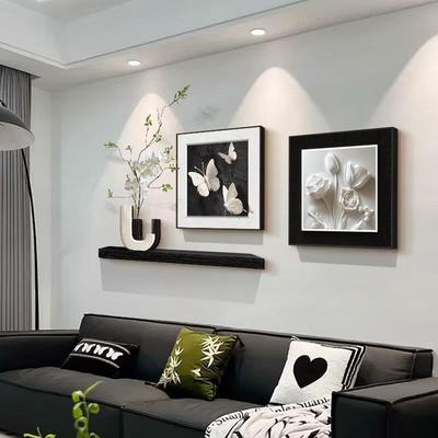 黑白抽象沙发背景墙面挂画 画轻奢高级感蝴蝶客厅装饰画 画饭厅玄