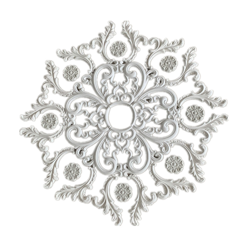法式吊顶灯盘花角造型恒翔石膏天花装饰圆形镂空灯盘欧式线条