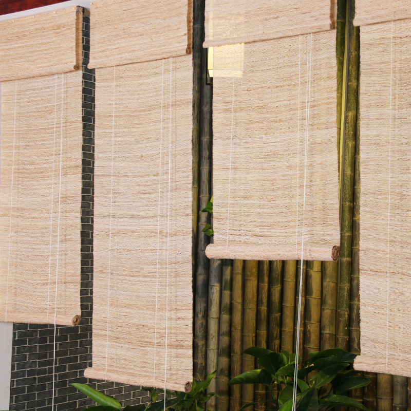 手工苎麻夏布窗帘背景麻布玄关帘装饰软隔断卷帘