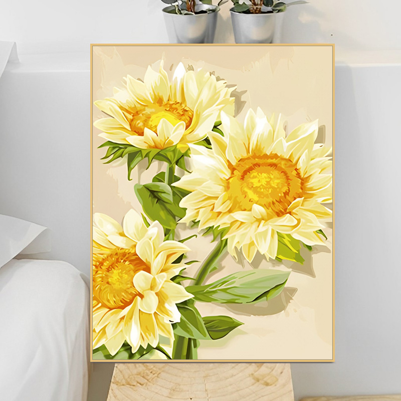 花卉/向日葵diy数字油画手工填色油彩画手绘丙烯画客厅卧室装饰画图片