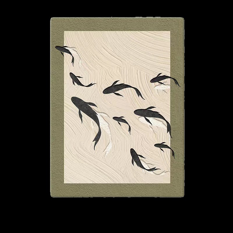 竖版电表箱遮挡装饰画配电箱九鱼复古法式挂画新款客厅装饰画遮丑