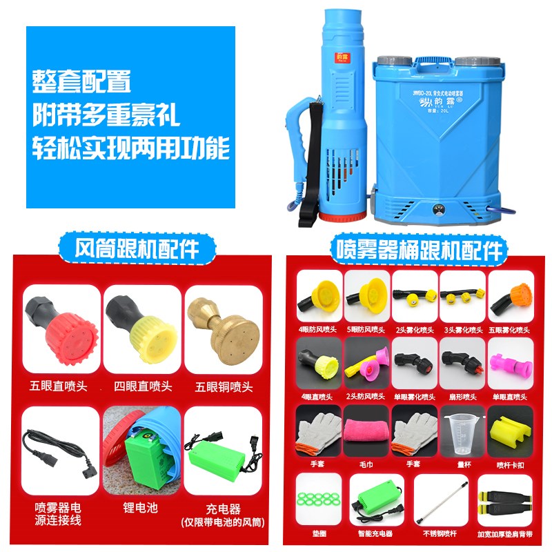 农用电动喷雾器送风筒弥雾机送风机打药机送式喷雾剂消毒喷雾壶