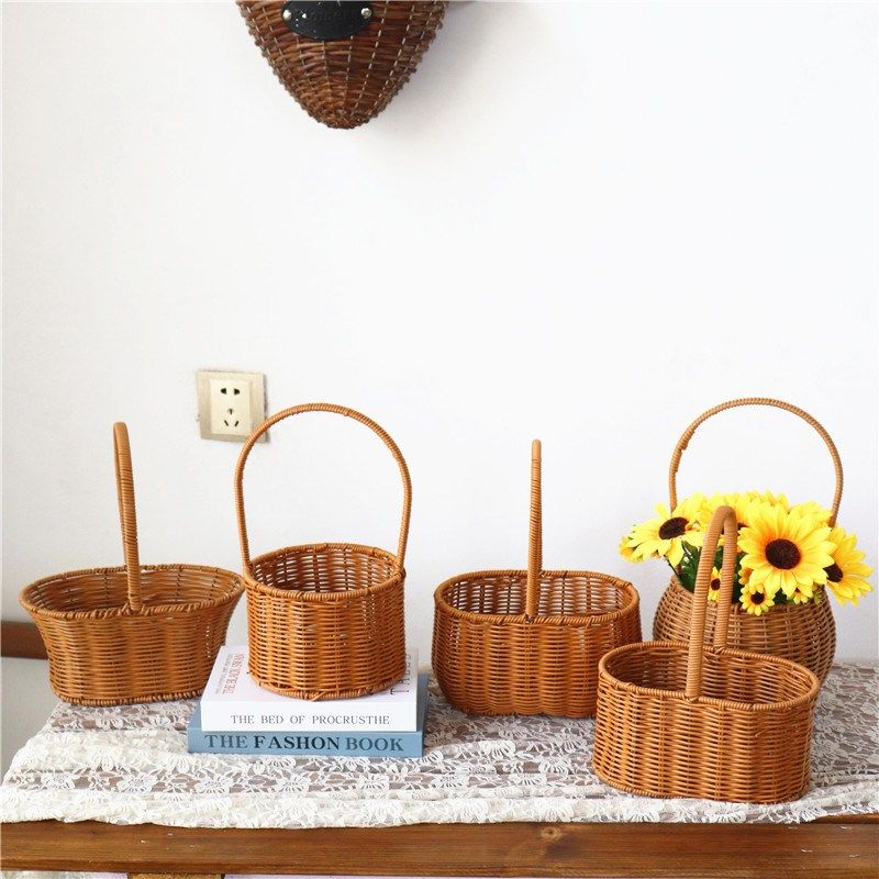 篮草编藤编插篮子手工编织盆鲜干礼品篮装饰,家居饰品,花篮,淘宝优惠券,粉丝福利购,淘宝优惠卷