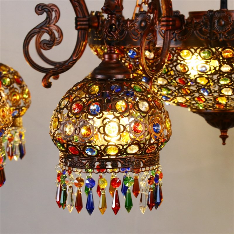波西米亚吊灯彩色水晶灯异域风格新疆餐厅创意个性灯具东南亚特色
