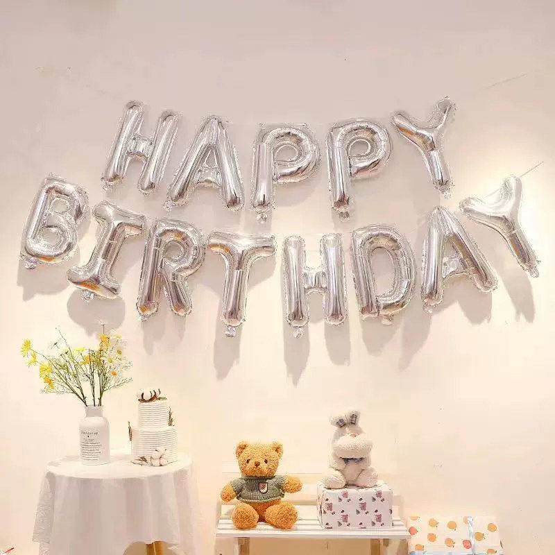 生日快乐英文字母布置铝膜气球儿童派对场景装饰品happybirthday