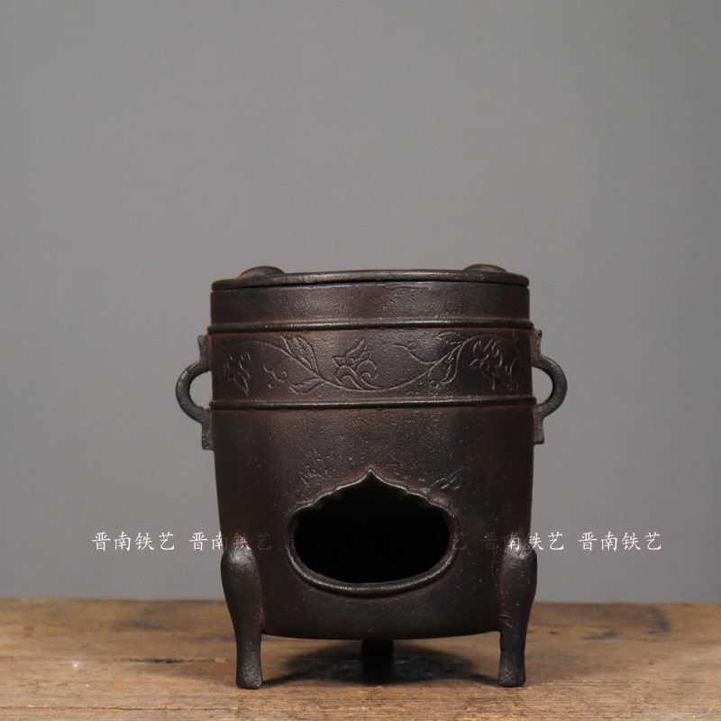 仿古铸铁三足炭火炉温酒炉老式围炉煮茶炉老式铁器炉炭火炉