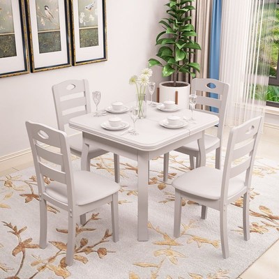 实木餐桌椅可伸缩正方形长方形饭桌全实木餐桌小户型家用饭桌