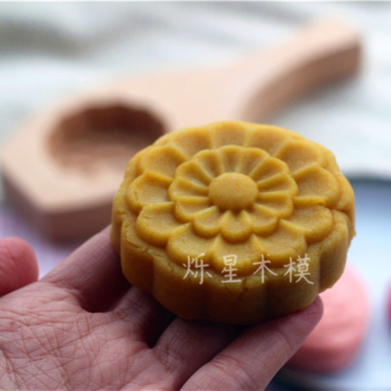 新款立体玫瑰花手工面食糕点馒头绿豆南瓜饼冰皮月饼模具木质