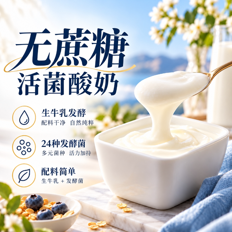 欧若姆每日24菌无蔗糖酸奶大桶装原味发酵老酸奶1kg内蒙低温酸奶