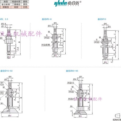 怡合达真空吸盘WEH12-d10/d15/d20-4/-10/WEH11-d10-10