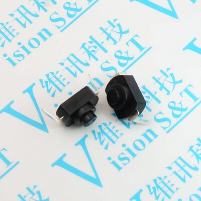 手电筒开关 1208YD 黑色 弯脚 两脚 16340 按钮开关 1288BM