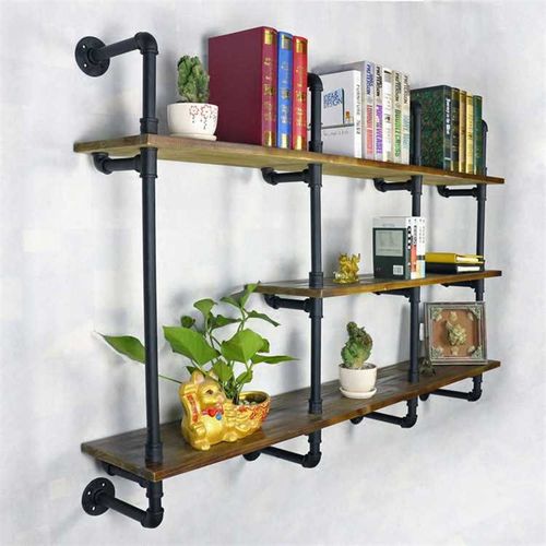 创意铁艺书架美式一字隔板墙上置物架家用客厅实木收纳层架厂直销