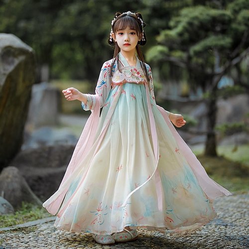 儿童汉服女童春秋古装中国风超仙连衣裙大童长袖襦裙女孩古风仙气