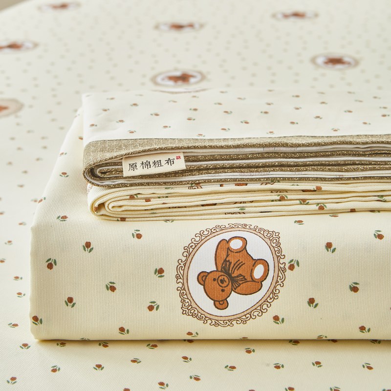 A类100全棉老粗布床单单件床笠加厚卡通可爱纯棉被单棉麻宿舍儿童