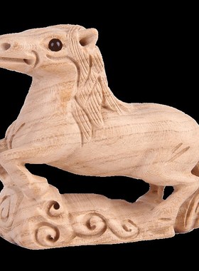 桃木马摆件家居木雕手工环保无漆脚踏祥云