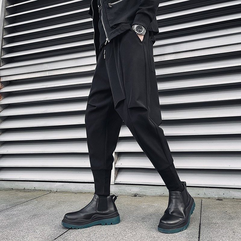 秋季微垮哈伦裤男士休闲宽松束脚裤百搭垂感西装裤网红九分小脚裤,男装,西裤,淘宝优惠券,粉丝福利购,淘宝优惠卷