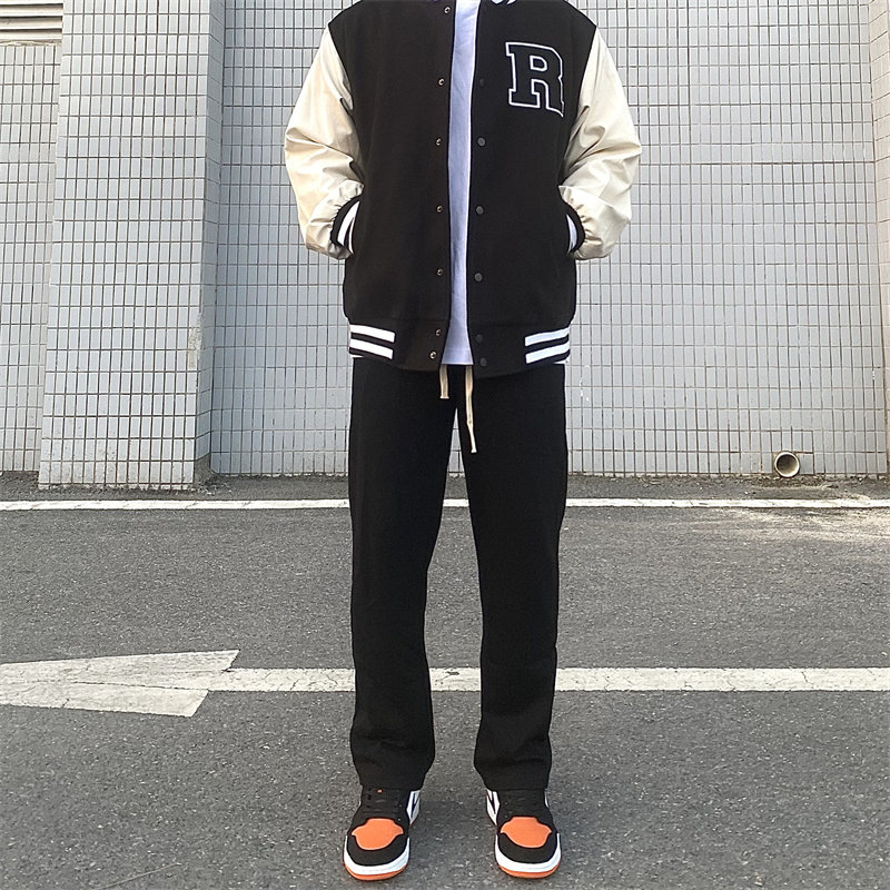 直筒裤子男高街宽松直筒裤黑色抽绳运动裤卫裤阔腿裤休闲裤长男女,男装,卫裤,淘宝优惠券,粉丝福利购,淘宝优惠卷