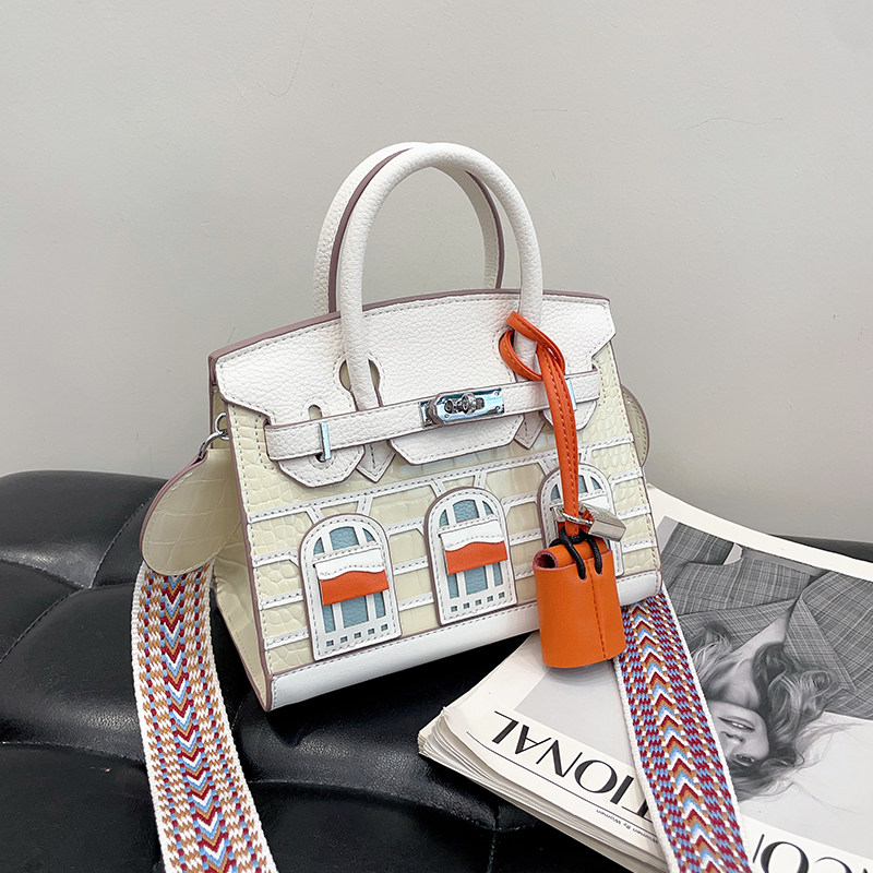 小房子铂金包高级感精致手提包真皮包包2023新款牛皮质感单肩斜跨