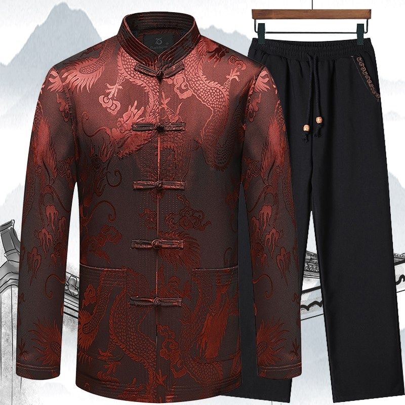 中老年男士唐装套装夹克春秋季爸爸装中式老人衣服爷爷外套民族风,男装,唐装,淘宝优惠券,粉丝福利购,淘宝优惠卷