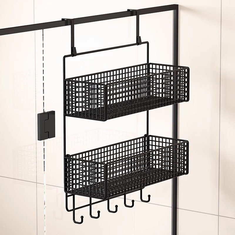 卫生间置物架玻璃k门挂钩洗澡间免打孔毛巾收纳架沐浴房冲凉房挂