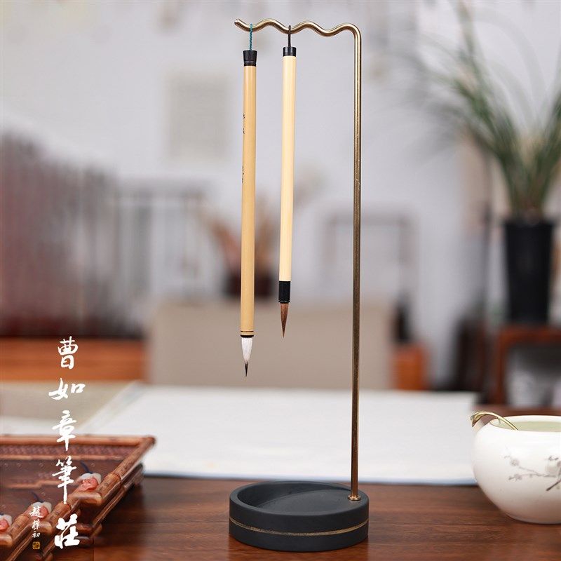 新中式镇尺笔挂创意砚台罗纹砚原石笔架笔挂金属祥云毛笔挂架,文具电教/文化用品/商务用品,笔挂,淘宝优惠券,粉丝福利购,淘宝优惠卷