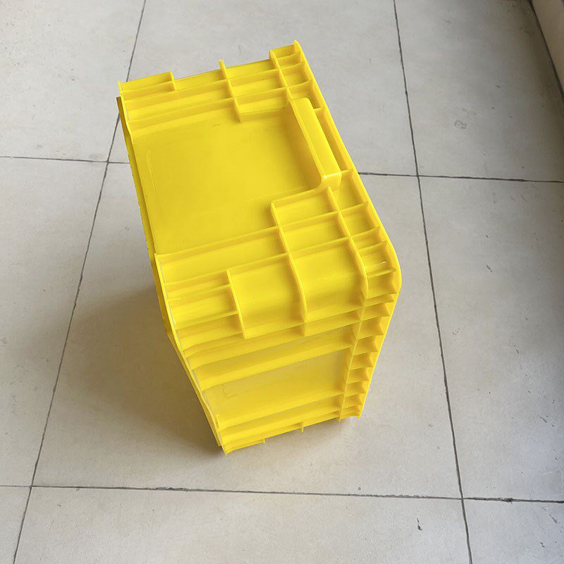 可带标签卡塑料周转箱400-200包角加固周转塑胶箱五金螺丝收纳箱