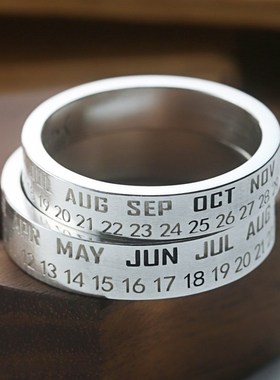 纪念日情侣戒指999纯银手工对戒定制刻字送女友七夕表白生日礼物