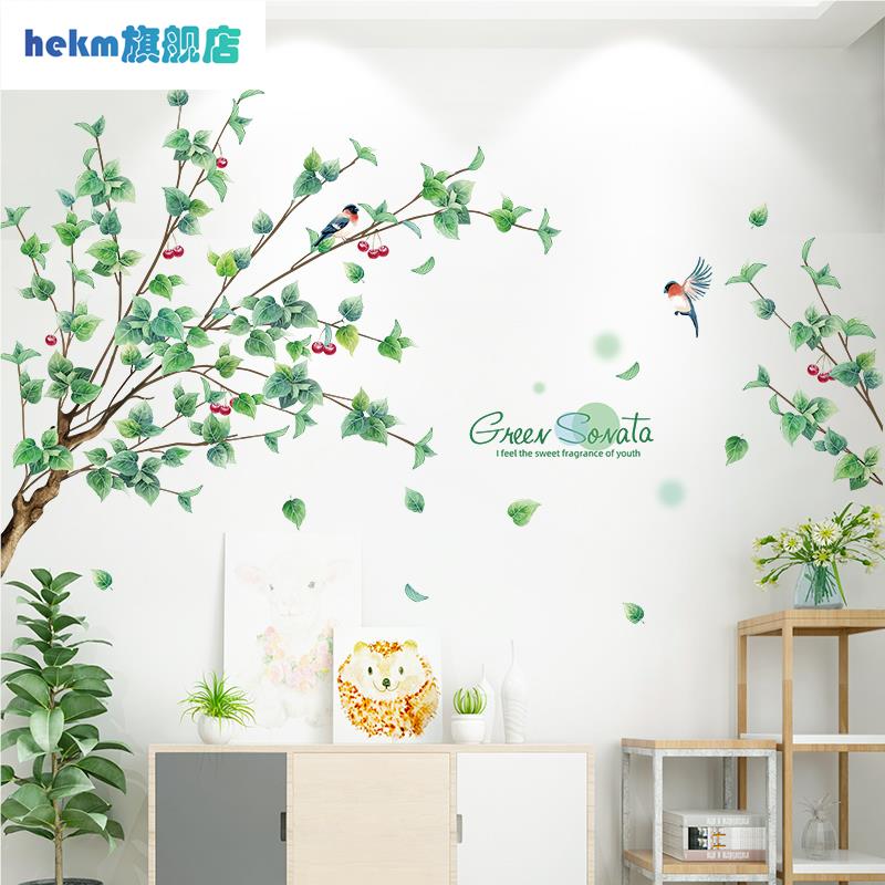 3D立体墙贴画树杆树叶贴纸小清新创意墙上墙面装饰品贴Z纸墙画房图片