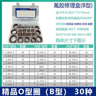 氟胶O型圈修理盒+日标美标温棕色氟橡胶密封圈装型