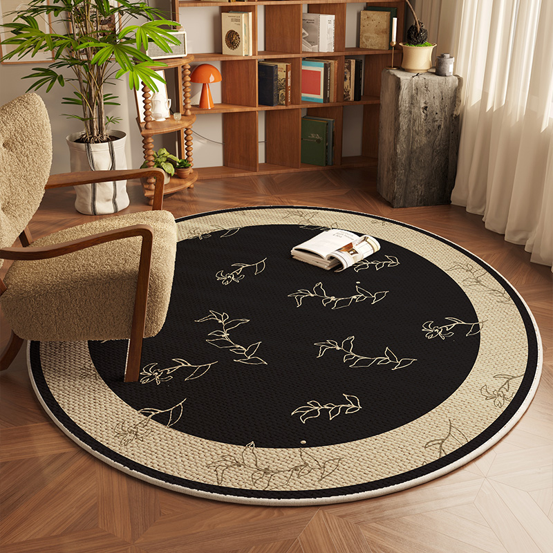 圆形客厅地毯法式中古风圆毯沙发茶几毯新款家用耐脏加厚防滑地垫