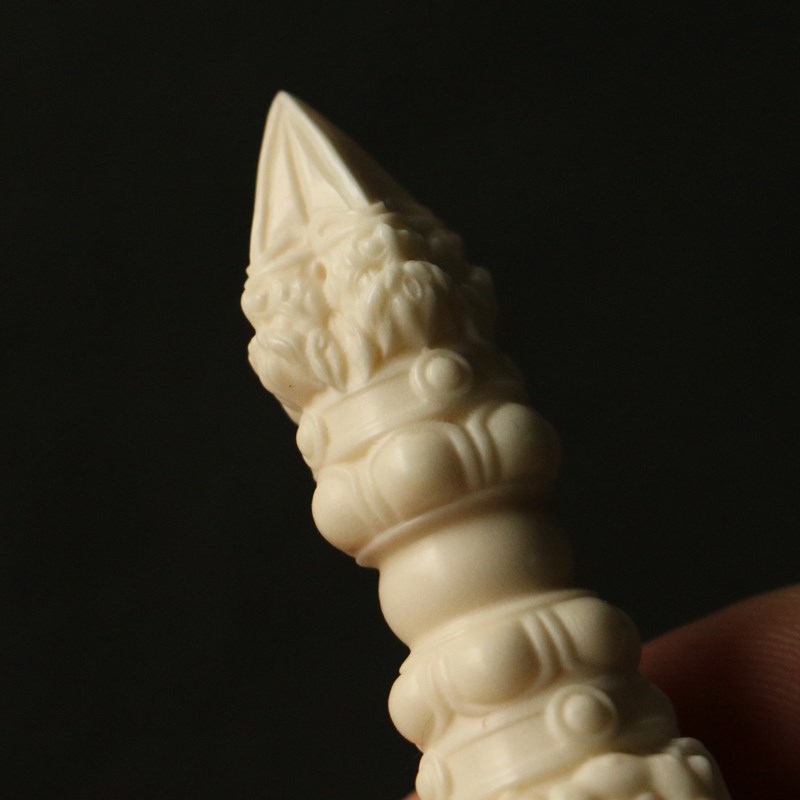 精品纯手工雕刻鹿角金刚杵文玩手把件手雕根付工艺品降魔摆件