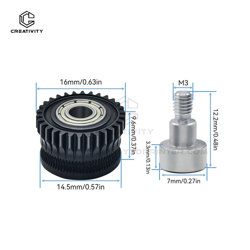 适用于K1/K1C/Ender3 V3黑色纳米涂层 双齿轮挤出套件