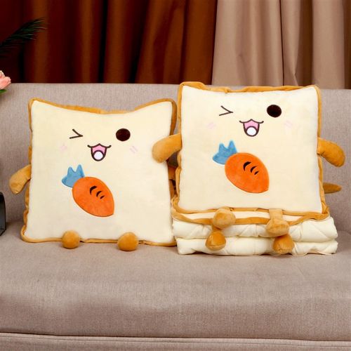 二合一薄抱枕毯子卡通q抱枕被子两用毛绒毯空调被靠垫枕套靠背枕