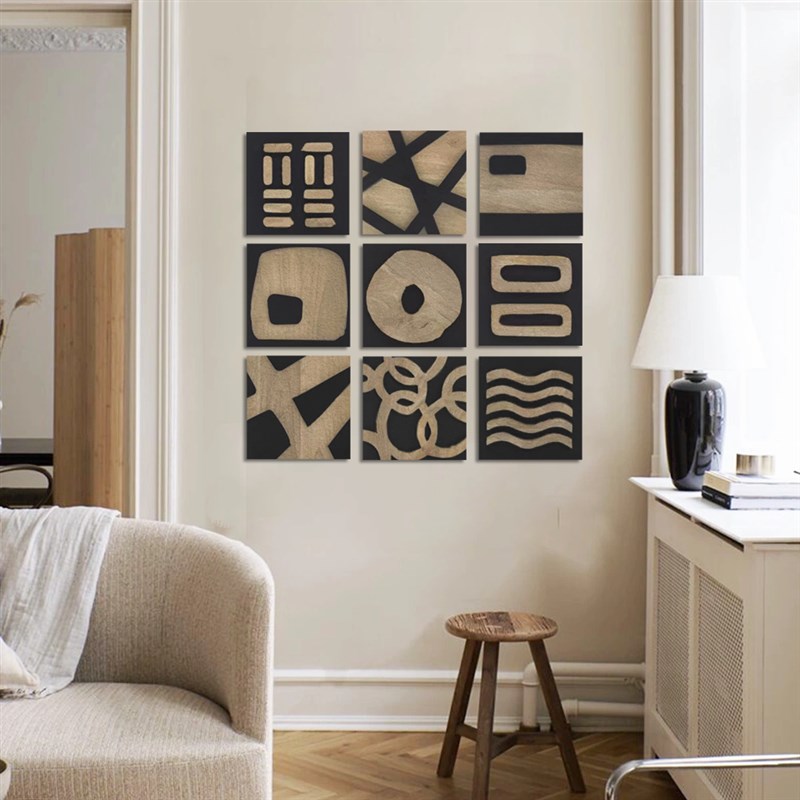 中古风样板间客厅装饰画组合立体肌理画小众艺术挂画卧室床头壁画图片