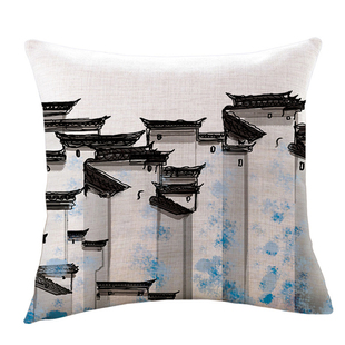 抱枕靠垫亚麻沙发客厅书房靠背江南徽派吴冠中棉麻复古枕