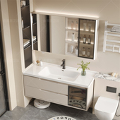 法式 奶油风陶瓷一体盆浴室柜洗手盆洗脸盆柜洗漱台盆柜