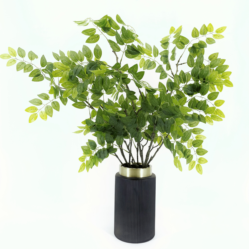 仿真手感紫藤叶软装工程做树榆树叶子假树枝绿色植物造景装饰假叶