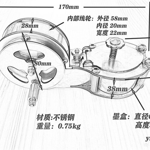 手卷式放线墨斗 款 划线器 木工 建筑白钢墨斗