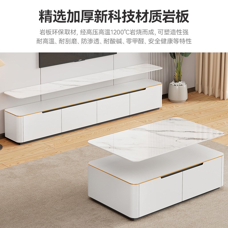 岩板实木电视柜落地小户型现代客厅家用地柜22新款茶几