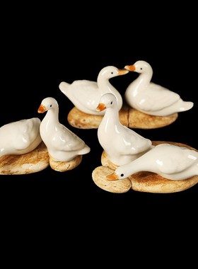 创意陶瓷仿真小鸭子摆件小白鸭玄关庭院盆栽流水鱼缸装饰水景造景