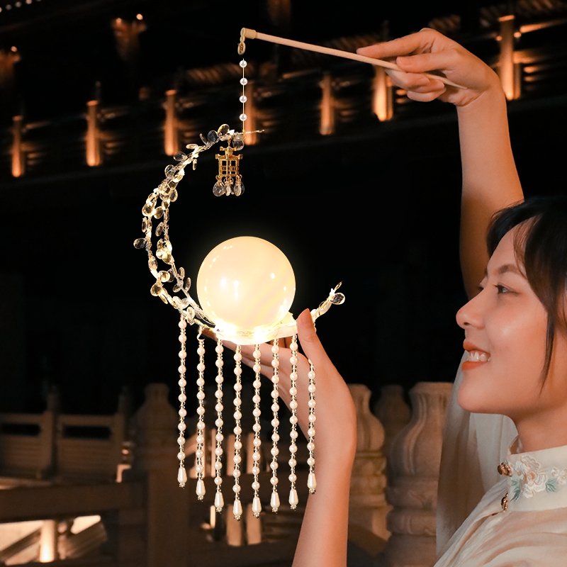 中秋节灯笼儿童手提花灯小兔子2024新款古风中式手工diy宫灯挂饰