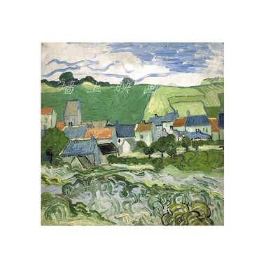 瓦兹的房屋梵高风景油画客厅卧室玄关电箱欧式建筑装饰挂画