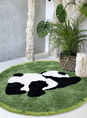 lnin儿童房卡通圆毯撸猫感客厅地毯茶几毯卡通卧室镜前毯