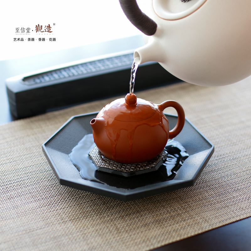 观造天然乌金石壶承家用石头茶托盘茶壶垫创意茶道